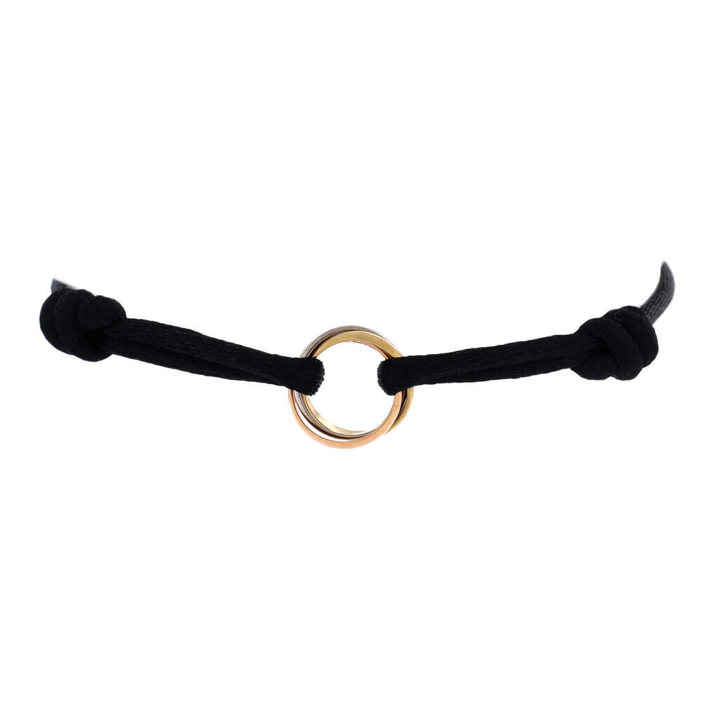 Cartier Trinity On Cord Bracelet Silk Cord with 18K Tricolor Gold